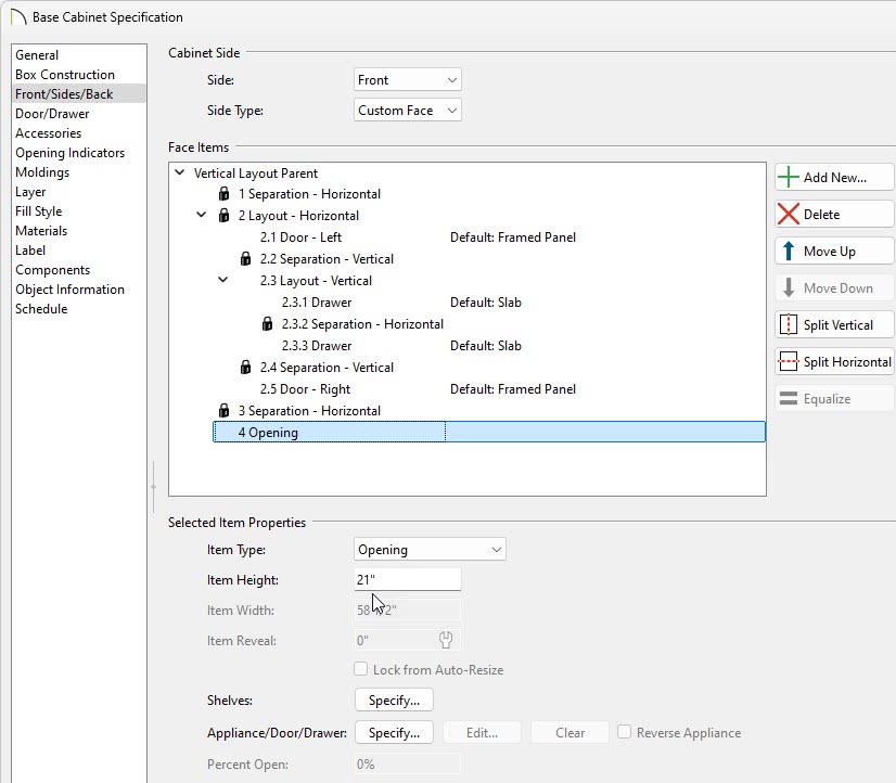 Delete the last seperation and note the opening's Item Height for use later.