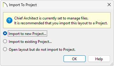 In the Import To Project dialog, choose one of the 3 options.