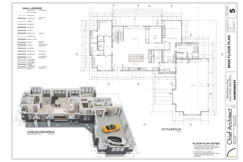 A layout of a floor plan made in Chief Architect