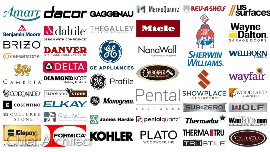 Chief Architect brand partners A variety of different manufacturers that partner with Chief Architect for 3D content