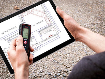 Measuring as-built floor plan with computer and laser meter