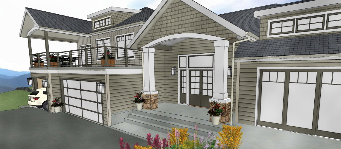 Grandview watercolor rendering with line drawing