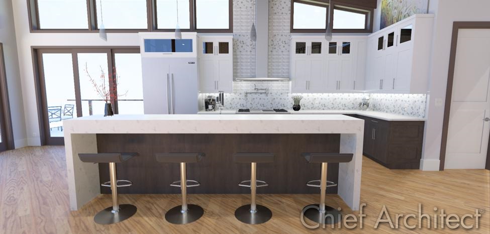 A kitchen design from the Breckenridge Chief Architect sample model.
