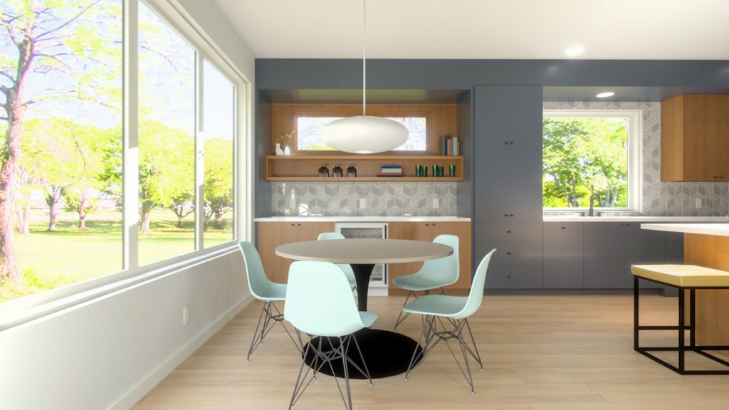 Dining space with expansive windows created in Chief Architect Software.