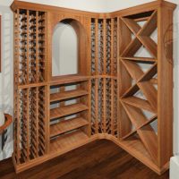 Corner wine rack featuring an arch