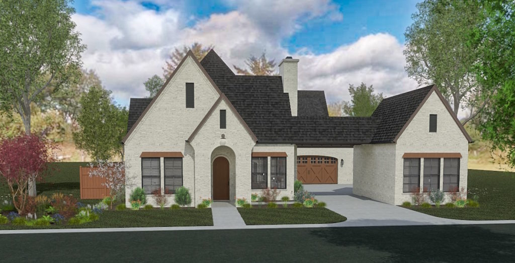 Home design with stucco exterior and gable roof with steep slope created in Chief Architect.