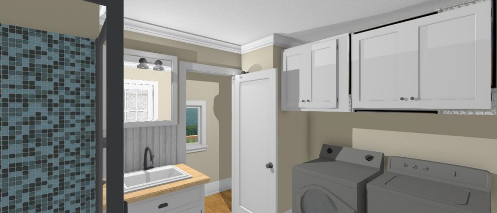 Proposed combined bathroom and laundry room design.