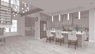 Duotone rendering technique available in design software gives a sepia style view.