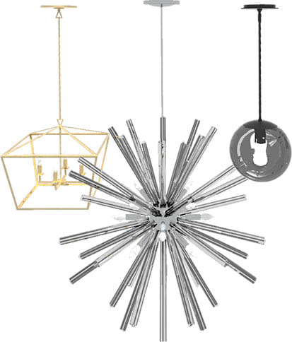 3D lighting fixtures for interior design downloaded from the Chief Architect 3D Library