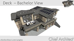 Large One-Story Deck with Spiral Stairs and Custom Columns for the Bachelor View Project