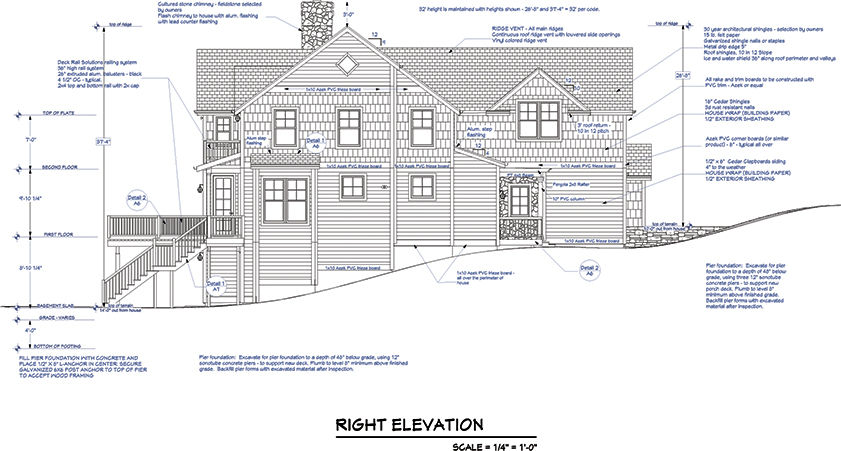 Detailed cross-section of a home created using the auto elevation 2D camera