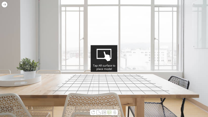 Tap to place 3D Viewer models when the AR surface grid appears.