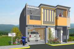 Two-story residential home in the Philippines with  yellow and gray siding.