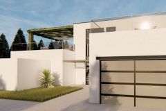 Modern home with second floor deck