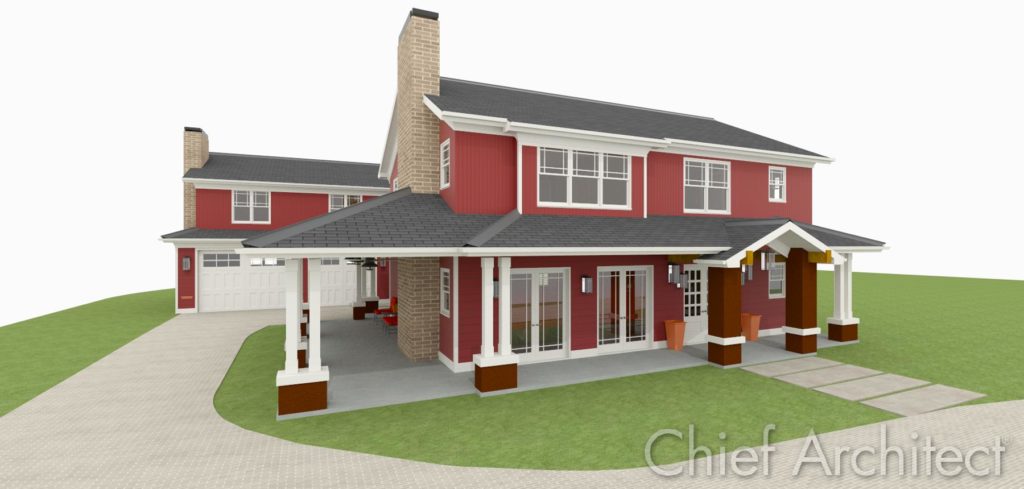 A warm colored house designed in Chief Architect.