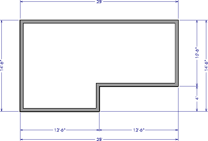Automatic exterior dimensions generated for the structure