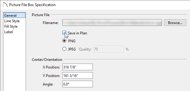 Open the PDF Box Specification and check the box for Save in Plan