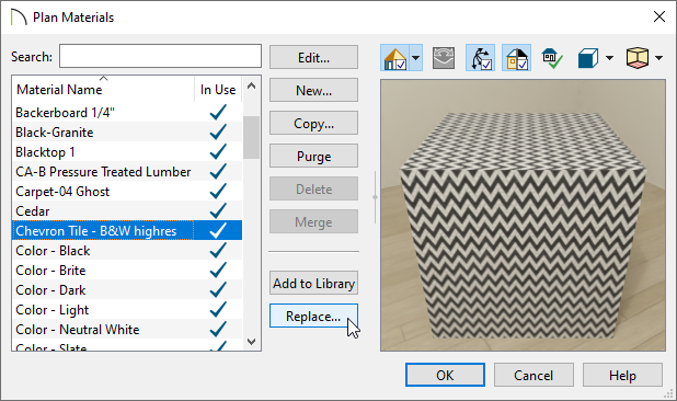 Replacing a high resolution material with the low resolution copy