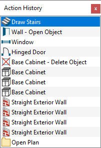 Action History side window with several different line items