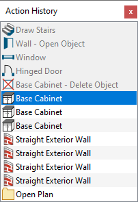Undoing actions using the Action History side window