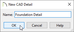 New CAD Detail dialog where the Name can be specified
