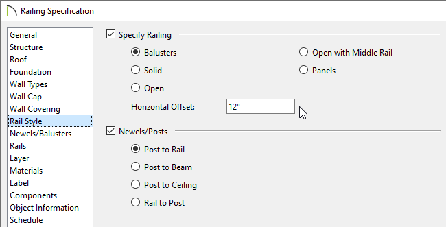 Offsetting an entire railing on the Rail Style or Railing panel