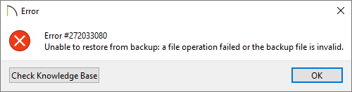 Error 272033080 that might occur if selecting a zipped folder without valid data
