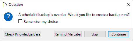 Question dialog stating a scheduled backup is overdue