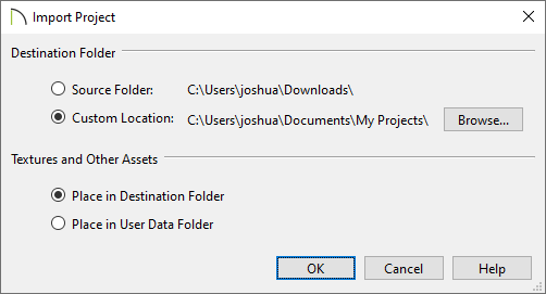 Import Project dialog that appears when importing projects when using Traditional File Management
