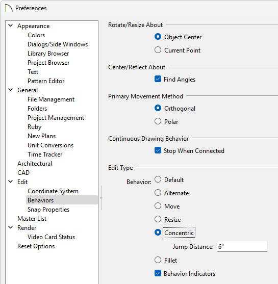 Preferences and concentric behavior