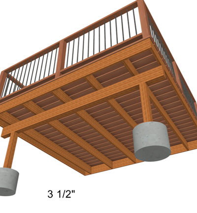 Deck post set to 3 1/2" x 3 1/2".