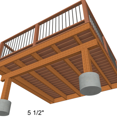Deck posts set to 5 1/2" x 5 1/2".