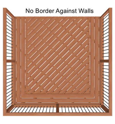 Plank borders end at wall.