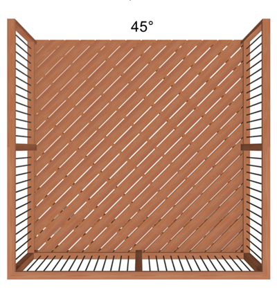 Plank direction at 45 degrees.