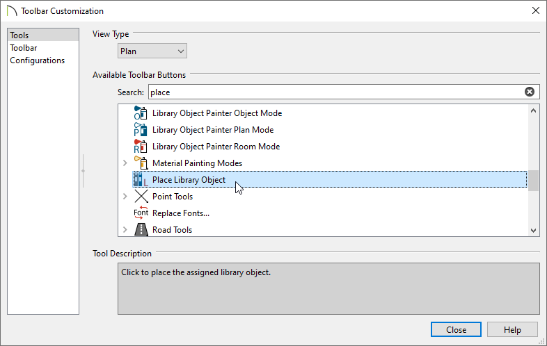 Find the Place Library Object tool in Toolbar Customization and drag it on to a toolbar to use it.