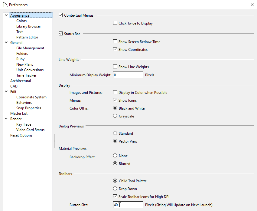 Button sizes can be changed in Preferences to be larger or smaller.