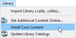 Install Core Content option located in the Library menu