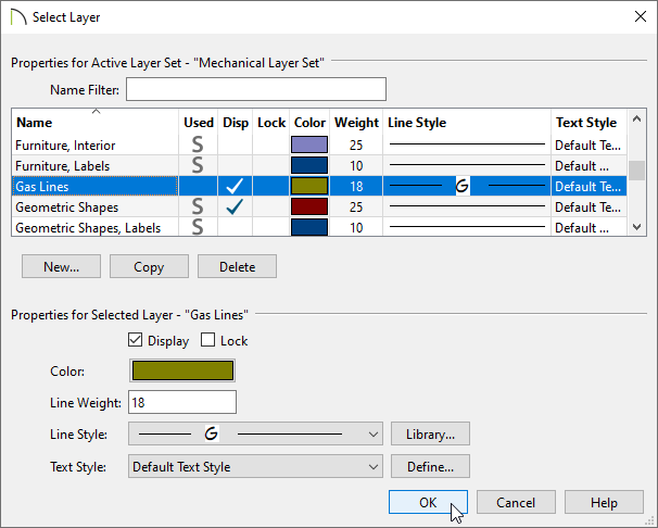 Select Layer dialog