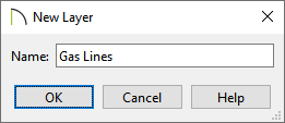 New Layer dialog with Gas Lines typed as the Name