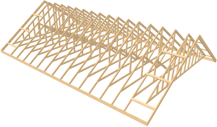 Perspective Framing Overview of roof trusses