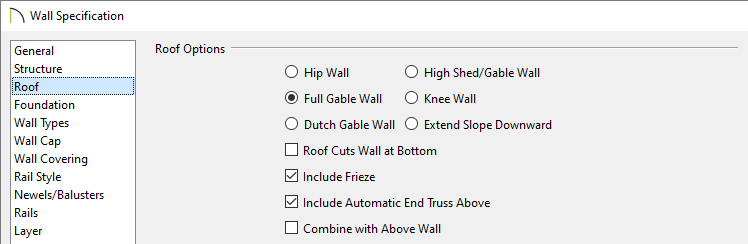 Changing the roof structure of the walls to full gable wall